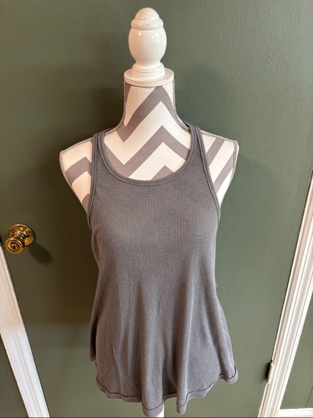 Free People Gray Ribbed Flare Tank